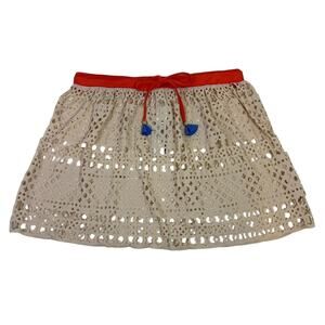 NWT Zingara Mesh Orange and Cream Swim Mini Skirt Size 4 KK0716